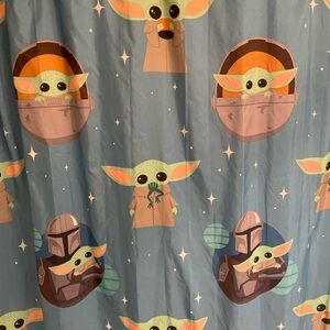 Blue Baby Yoda Shower Curtain and Wall Decor Set